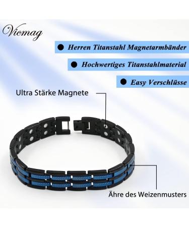 Vicmag Magnetic Bracelet for Men - Titanium Steel Double Row Adjustable Magnet Bracelet (Wheat Black Blue) - Stylish & Durable - Buy Online on GoSupps.com