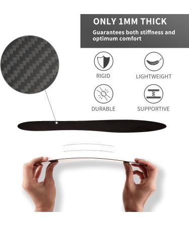 Carbon Fiber Insoles 2 Pcs 1mm Full Length Rigid Inserts for Sports | V.Step Stiffener Insole for Men & Women | Foot Support | Black | 285mm - Buy Online on GoSupps.com