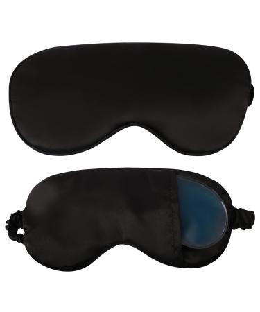 Noncell Eye Cooling Eye Mask Silk Eye Mask Reusable Gel Eye Mask Ice Eye Mask Hot Eye Mask Dark Circle(Black)