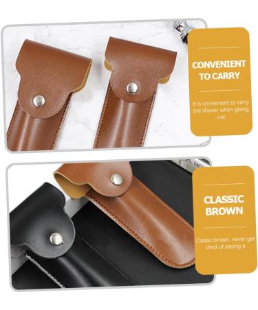 Fomiyes Razor Storage Case - Travel Bag for Razor & Shaving Accessories | PU Leather 16.5x4.2x1cm Brown - Buy Online on GoSupps.com