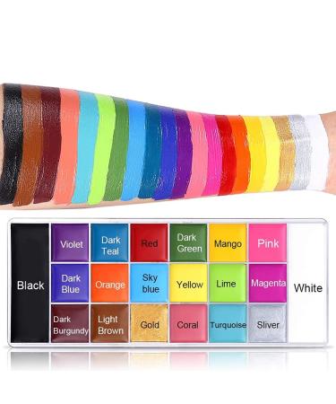 20 Colors Body Face Paint Cosplay Makeup Palette Kit for Kids & Adults | Professional Halloween Face Painting Set with 10 Brushes and Special Effects Paints - Buy Online on GoSupps.com