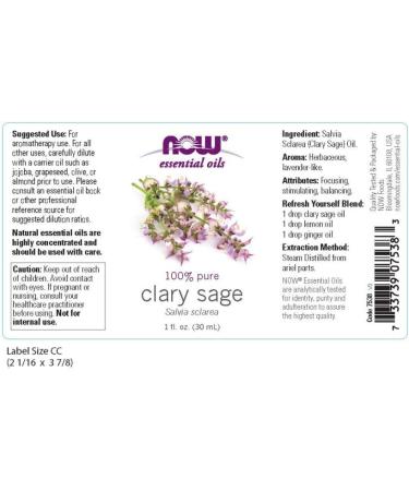 NOW Foods Clary Sage Oil 1 oz - 2 Pack | Pure Essential Oil for Aromatherapy & Wellness - Buy Online on GoSupps.com