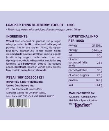 Loacker - Waffle cookies - Blueberry - Yogurt - 150 Grams - Buy Online on GoSupps.com