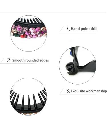 Hairpin Rhinestone Gemstone Sparkling Plastic Banana Hairpin Hair Bun Shape Accessories Ponytail Holder Women's Hairpin Claws (3 pieces of color purple champagne) - Buy Online on GoSupps.com