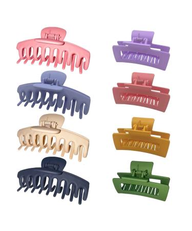 LETAO 8 Pack 3.2 4.3 Inch Medium Large Claw Clips For Thick Hair Big Hair Clip For Thin Hair Girls' Hair Clips Claw Neutral Hair Clips for Women Matte Square Hair Claws Clips For Hair 1 count (Pack of 8)