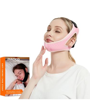 Chin Strap for Cpap Users Anti Snoring Sleep Aid Solution for Men and Women Adjustable Effectively Reduce Snoring Stop Snore Device for Better Sleep (Pink)