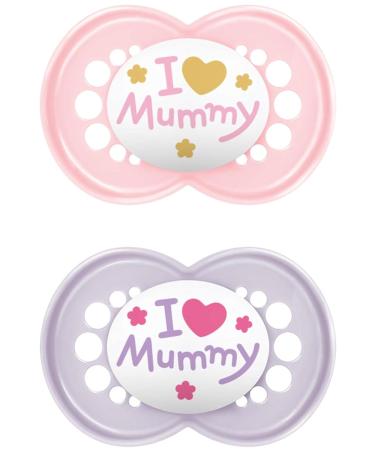 MAM Pacifier Original Silicone I Love Mummy & Daddy - 6-16 Months Girl 4 Pack | International Shipping Available - Buy Online on GoSupps.com