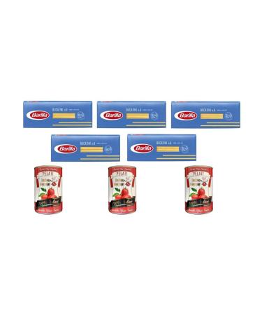 Barilla Barilla Bucatini Pasta Dough No. 9 500 g with Boxes of Italian Tomatoes 100 % Italian 6 x 400 g