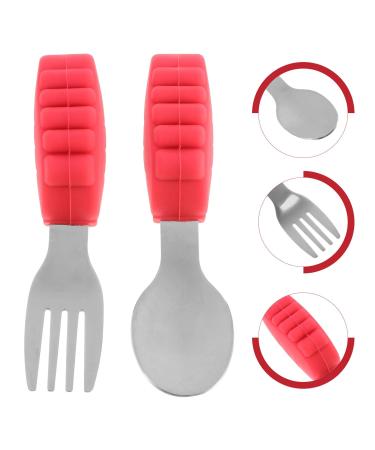 Toyandona 2pcs Baby Spoon Fork Set with Silicone Carrot Handle - Infant Training Cutlery - Red Feeding Set for Kids - Buy Online on GoSupps.com