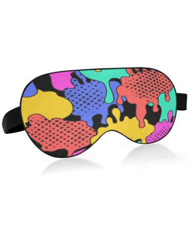 Sleep Mask Light Blocking Comic Dripping Blots Eye Mask for Sleeping with Adjustable Strap Graffiti Soft Lightweight Eye Cover Blindfold for Men Women Work Travel Naps
