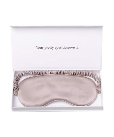 Silk Sleep Mask by Yanser Luxury 100% Mulberry Silk Eye Mask - Eye Cover - Eye Shade - Blindfold - Anti Aging - Skin Care - Ultra Soft - Light & Comfy - Travel Bag - Gift Package Caramel