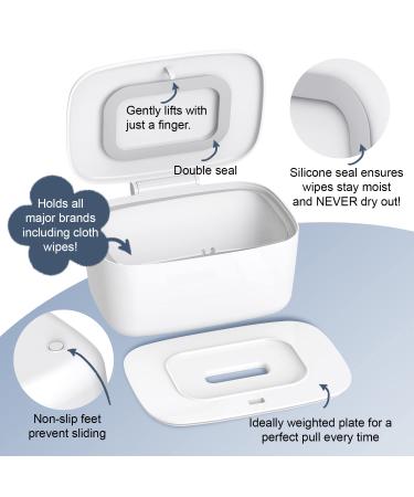 QDTTSRY Wipes Dispenser - Baby Wipe Holder & Refillable Container - Large Capacity, Portable & Non-Slip - White - Buy Online on GoSupps.com