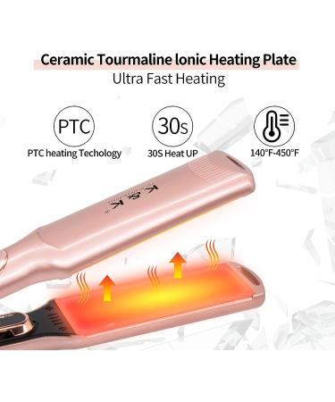 K&K Professional 1.5 Inch Flat Iron Hair Straightener - Titanium Ceramic, Fast Heating, Auto-Off, Rose Gold - Buy Online on GoSupps.com