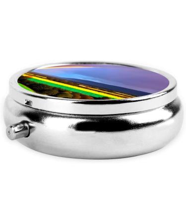 Evening Rainbow Round Pill Box Organizer | 3 Compartment Portable Travel Pill Box for International Shipping - Buy Online on GoSupps.com