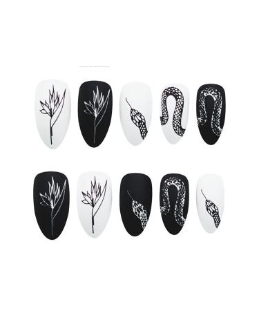 Chromium fake nail patch black and white snake pattern the nail company carries social personality long four-part removable ready-made apartments wholesale