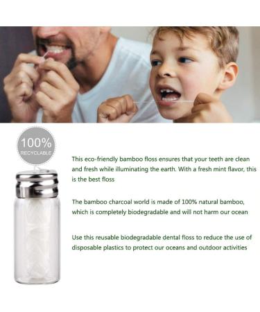 Eco-Friendly Bamboo Tooth Silk - Plastic-Free Dental Floss Rollers | Natural Mint Taste & Activated Carbon - 30m Black - Buy Online on GoSupps.com
