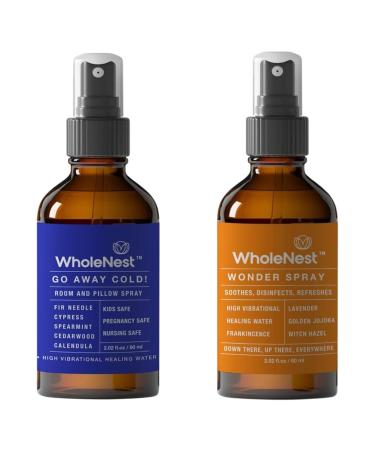 Rest & Postpartum Comfort Bundle | Go Away Cold! Pillow & Room Mist + Perineal Care with Witch Hazel & Frankincense | Seasonal Relief & Post-Birth Support 60 ml Each