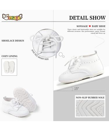 Sonsage Infant Baby Boys Girls Classic PU Leather Loafers - White, 12-18 Months - Buy Online on GoSupps.com