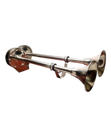 MARINE BOAT STAINLESS STEEL DUAL TRUMPET HORN 12V HEAVY DUTY