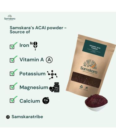 Acai Powder | Organic Organic | Samskara | (500g x 1 pack) - Buy Online on GoSupps.com