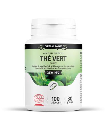Organic Green Tea 250 mg - 100 Capsules - Ecocert Certified - Orgaliane