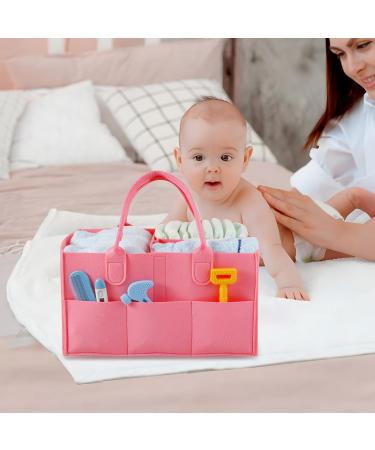 Shop Pandaear Pink Baby Diaper Caddy Organizer | Portable Storage for Baby Essentials & Wet Wipes | Collapsible Design for Childrens Room - Buy Online on GoSupps.com