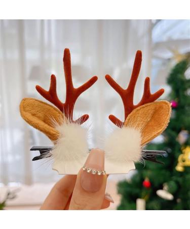 Christmas Hair Clip RoadLoo 4 Pairs Christmas Reindeer Antler Hair Clips Lovely Santa Deer Horn Ears Hair Pins Hairpin Pine Cone Christmas Hairpin for Girls Christmas Party Festival Hair Decor - Buy Online on GoSupps.com