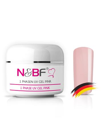 N&BF 1 phases UV Gel Pink Dickviskos 60ml (2 x 30ml) |3in1 gel pink/ros |Made in Germany |All -rounder gel for nails |All in one gel without acid + self -smoothing |Subsetting gel UV Nagelgel