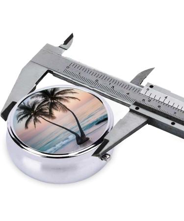 Sunrise Tropical Palm Tree Mini Round Pill Box | 3 Compartment Travel Pill Organizer | Portable Medicine Case for Home & Office - Buy Online on GoSupps.com