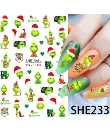 Christmas Nail Art Sticker Christmas Nail Decals 3D Self Adhesive Nail Supplies Christmas Nail Stickers Green Monster Nail Designs Winter Xmas Holiday for Nail Decoration DIY Nail Decoration 6 Sheets - Buy Online on GoSupps.com
