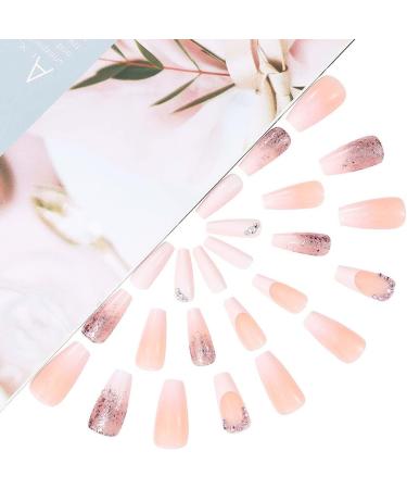 Coffin False Nails Natural Fake Nails French Press on Nails Ballerina Acrylic Stick on Nails 24pcs for Women and Girls (Color : Pink Size : Variety Pack) 1 count (Pack of 1) Pink - Buy Online on GoSupps.com