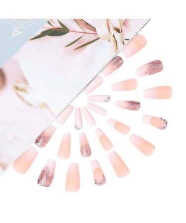 Brishow French Artificial Nails - Pink Glitter Press On Nails for Women & Girls - 24 Piece Set - Buy Online on GoSupps.com