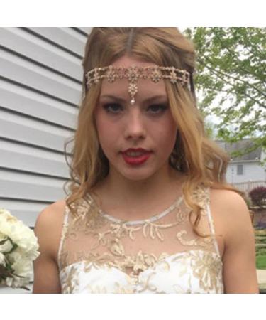 Rhinestone Head Chain Jewelry Gold Headpiece for Women - Perfect for Parties and Weddings - Buy Online on GoSupps.com