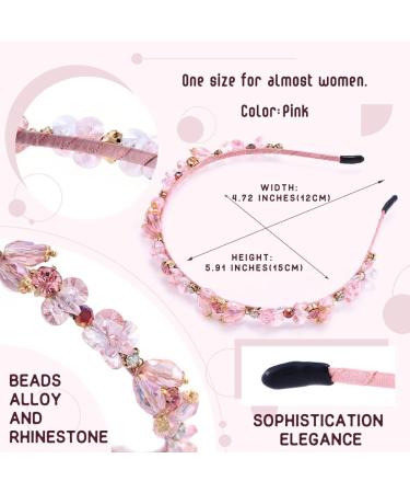 IYOU Glitter Rhinestone Headband Pink Crystal Hair Bands Thin Retro Party Prom Hair Accessories for Women and Girls - Buy Online on GoSupps.com