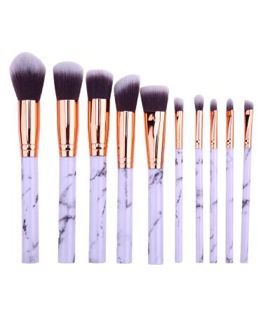 JUN_L 10 Pieces Marble Makeup Brushes Special Marble Pattern Premium Make Up Brush Set Synthetic Kabuki Cosmetics Foundation Blending Blush Eye Shadow Brush Face Powder Brush