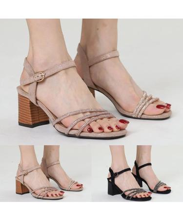Shop XTZYGLFD Women's Rhinestone Sandals - Comfortable Open Toe Buckle Summer Heels (Size 8 6.5 UK 3X Narrow) - Buy Online on GoSupps.com