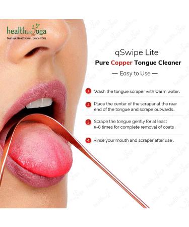 Buy HealthAndYoga qSwipe Lite Copper Tongue Cleaners - 6 Pack for Bad Breath Relief & Oral Hygiene - Buy Online on GoSupps.com