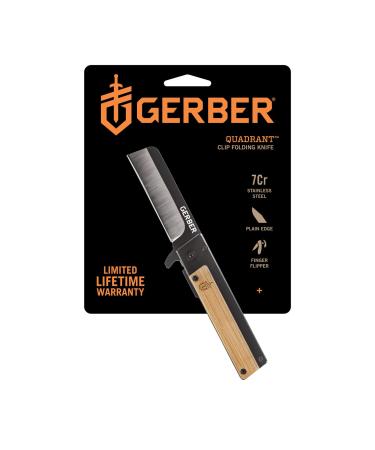 Gerber Gear 31-003731 Quadrant Fixed Blade Knife, Folding Knife with Pocket Clip, EDC Gear, 2.7 Inch Blade, Bamboo Bamboo Knife