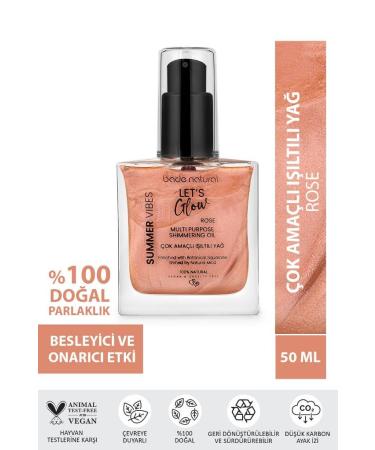 Bade Natural Rose Shimmer Multi-Use Oil 100% Natural Plant Oils with Plant Squalane Jojoba & Safflower Mica Glow Finish Moisturizer for Body 1.69 fl oz (50 ml) - Buy Online on GoSupps.com