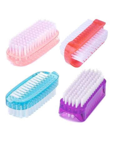 4 Pcs Nail Clean Brush Plastic Handle Nail Finger Tip Scrubbing Brushes Double Sided & Vertical Cleaning Scrubbing Brush for Toes Nails Hands Garden Home & Salon Use
