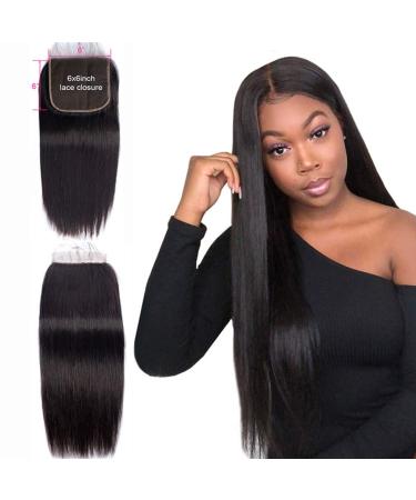 6x6 Human Hair Closure Straight 10 Inch Lace Frontal Deep Part Transparent Swiss With Baby Hair Pre Plucked Virgin Brazilian Human Hair Invisible Clear Hd Film Lace Closure