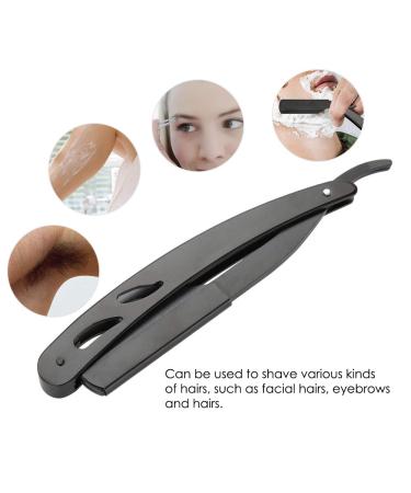 Premium All Black Stainless Steel Barber Razor Holder - Manual Beard Knife Holder for Men - Ideal for Barbershops - Buy Online on GoSupps.com