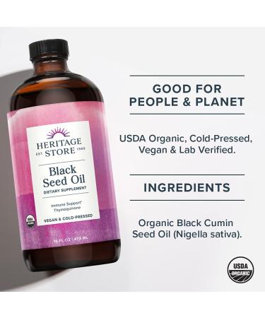 Heritage Store Black Seed Oil 16 fl oz - Premium Natural Health Supplement - Buy Online on GoSupps.com