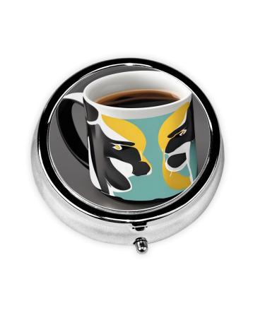 Mug Coffeeround Pill Box 3 Compartment Round Pill Box Organizer # Portable Travel Pill Box for Traveling.