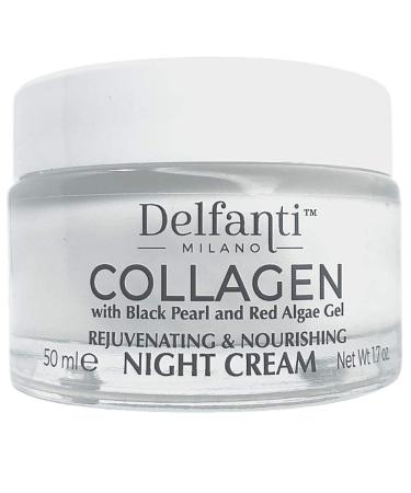 Delfanti-Milano   COLLAGEN REJUVENATING AND NOURISHING Night Cream   Face and Neck Moisturizer with BLACK PEARL and RED ALGAE GEL  Made in Italy