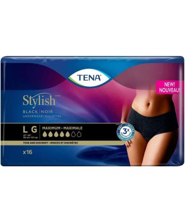 Tena Stylish Black underwear maximum Absorbency Large 16 Count L (16 Count) - Buy Online on GoSupps.com