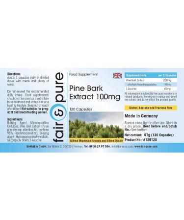 Fair & Pure - Pine bark extract 100mg - standardized to 95% proanthocyanidins - vegan - 120 capsules - Buy Online on GoSupps.com