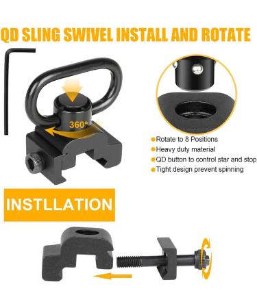 Sokiss 2PCS QD Sling Swivel Mount with 2 Point Sling - Heavy Duty 1.25 Push Button Quick Release Attachment for Picatinny/Weaver Rail - Buy Online on GoSupps.com
