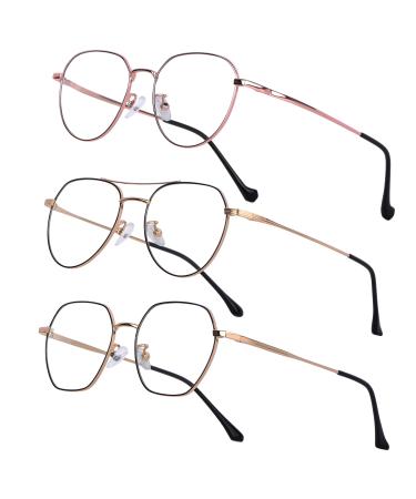 Vimbloom blue light filter glasses computer glasses PC Gaming BlueLight Filter UV Blue Light Blasses Anti Ladies Men Without Statum Rapling Vi387 (rose gold and 2 black gold)