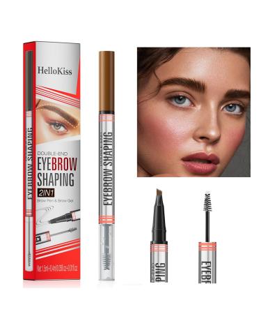 DASAWADA 2 in 1 Eyebrow Pencil & Gel with 4 Tips Tip Eyebrow Contour Pencil Natural Makeup (02# Dark Brown)